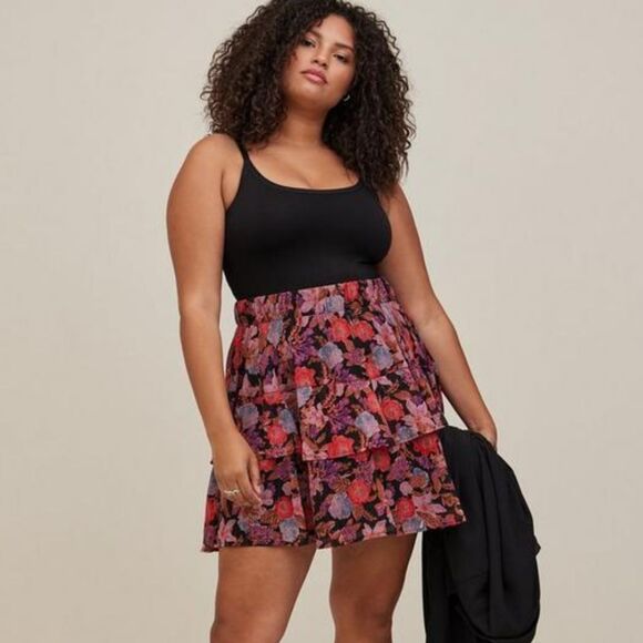 Torrid 4 Mini Tiered Lurex Skirt New - Picture 3 of 3